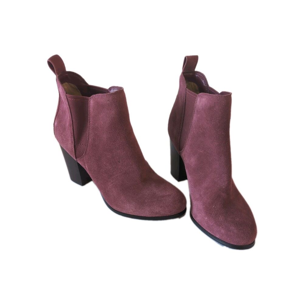 Michael Kors Magenta Suede Ankle Boots 4 Inch Heel Booties Women's Size 8